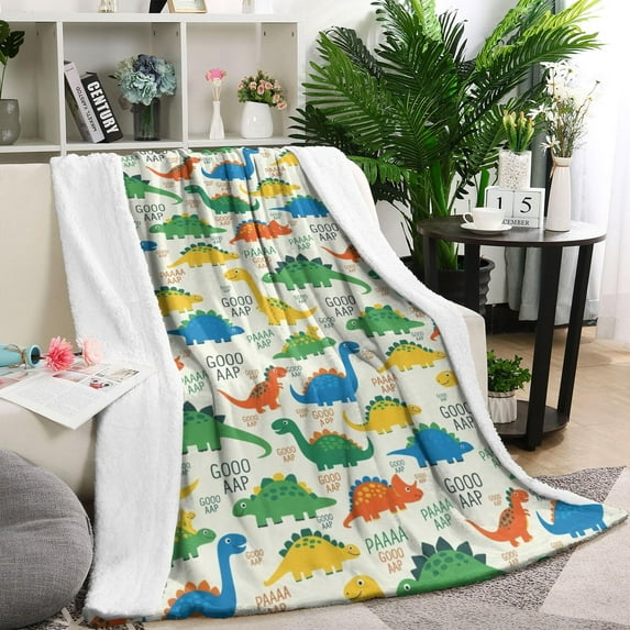 LightColor Cartoon Dinosaurs Pattern Blanket,Comfortable Soft Lamb Wool Throw Blanket,All Season,Warm Lightweight Blankets for Sofa Bed Couch Living Room Chair,40"x50"
