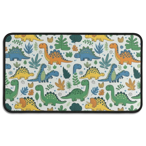 LightColor Dinosaurs Floral Pattern Door Rugs,Washable Non Slip Door Mats Indoor,Decorative Door Mats,Entry Mat Indoor for Entrance,Bedroom,Kitchen,Bathroom,30"x17"