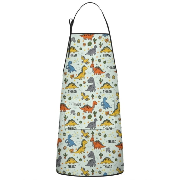 LightColor Dinosaurs Name Pattern Apron-Garden Aprons for Women with Pockets-Cotton Linen Waterproof Kitchen Cooking Gardening Aprons Adjustable for Kitchen,Cooking,BBQ and Salon 33x27 Inch
