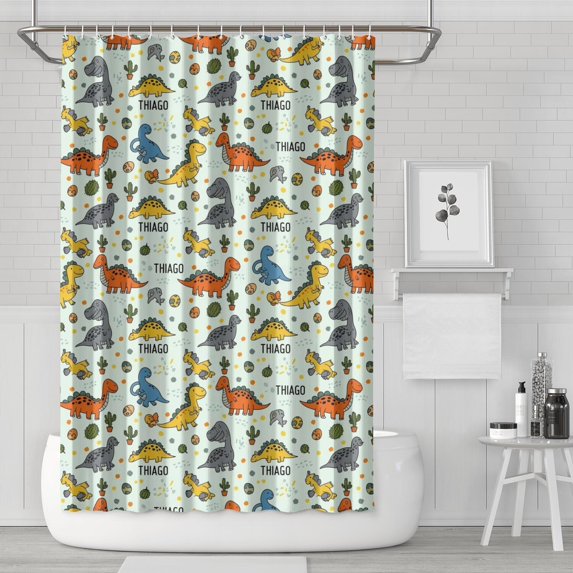 LightColor Dinosaurs Name Pattern Shower Curtain 72"x72" ,Bathroom Decorative Shower Curtains Set with 12 Hooks,Modern Waterproof Washable Shower Curtain