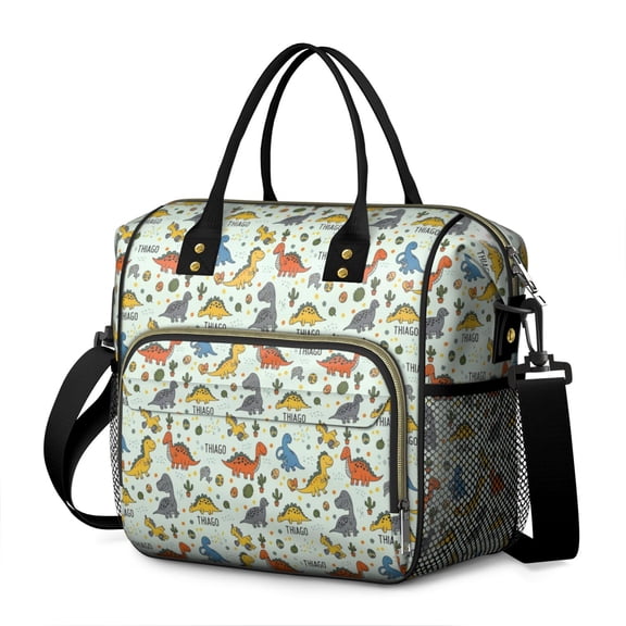 LightColor Dinosaurs Name Pattern Womens Lunch Box for Work,Insulated Large Lunch Bag for Tween and Teen,Loncheras Para Mujer,Leakproof Adult Lunch Bag for Work,Beach,Travel,Picnic,Camping
