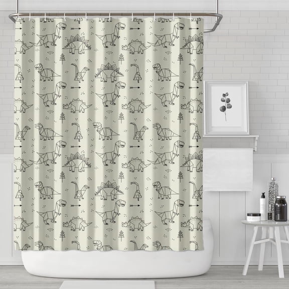 LightColor Origami Dinosaurs Pattern Shower Curtain 72"x84" ,Bathroom Decorative Shower Curtains Set with 12 Hooks,Modern Waterproof Washable Shower Curtain
