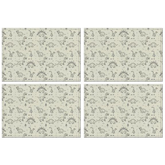 LightColor Origami Dinosaurs Pattern Summer Placemats Table Placemats Set Of 4-Linen Kitchen Washable Placemats Table Mats 11.8"x17.7" Non-Slip Heat Resistant