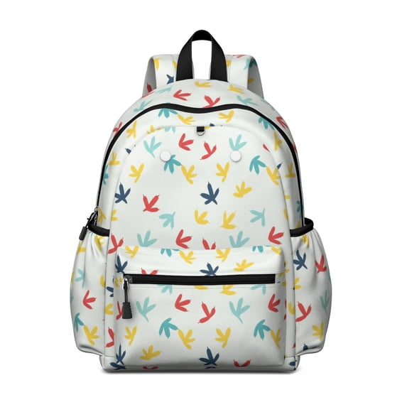 LightColorful BirdsFootprints Pattern Cute School Backpack with Padded Back and Adjustable Shoulder Straps 13.4"x11"x4.7"