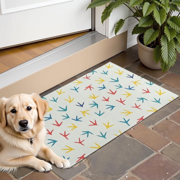 LightColorful BirdsFootprints Pattern Door Rugs,Washable Non Slip Door Mats Indoor,Decorative Door Mats,Entry Mat Indoor for Entrance,Bedroom,Kitchen,Bathroom,16"x24"