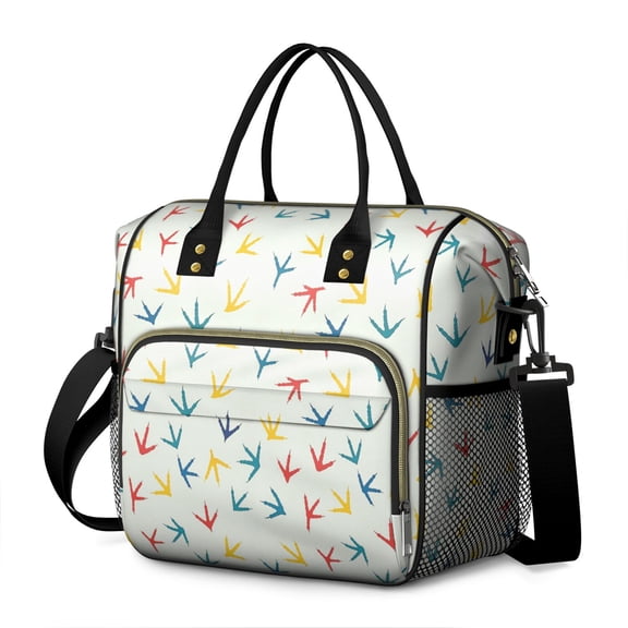 LightColorful BirdsFootprints Pattern Womens Lunch Box for Work,Insulated Large Lunch Bag for Tween and Teen,Loncheras Para Mujer,Leakproof Adult Lunch Bag for Work,Beach,Travel,Picnic,Camping