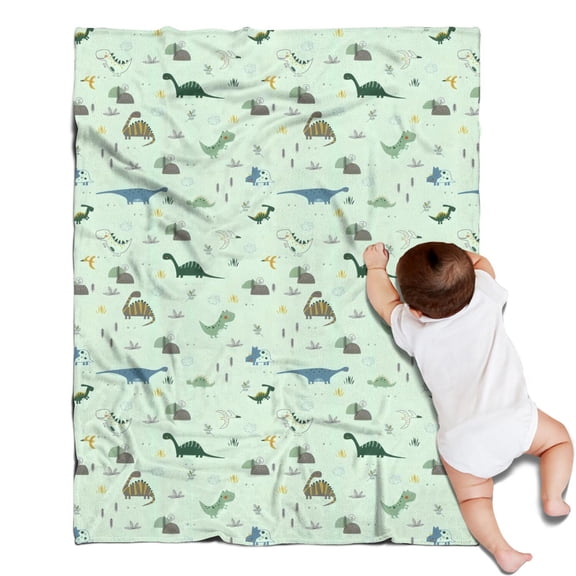 LightGreen Cartoon Dinosaurs Pattern Blanket,Comfortable Soft Lamb Wool Throw Blanket,All Season,Warm Lightweight Blankets for Sofa Bed Couch Living Room Chair,30"x40"