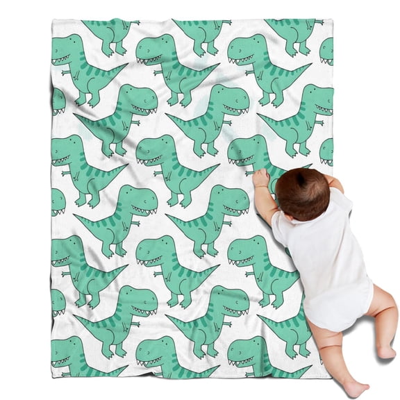 LightGreen Cartoon Dinosaurs Pattern Blanket,Comfortable Soft Lamb Wool Throw Blanket,All Season,Warm Lightweight Blankets for Sofa Bed Couch Living Room Chair,30"x40"