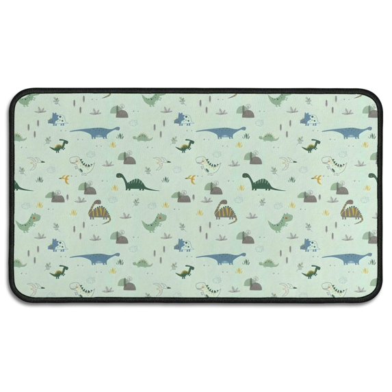 LightGreen Cartoon Dinosaurs Pattern Door Rugs,Washable Non Slip Door Mats Indoor,Decorative Door Mats,Entry Mat Indoor for Entrance,Bedroom,Kitchen,Bathroom,30"x17"