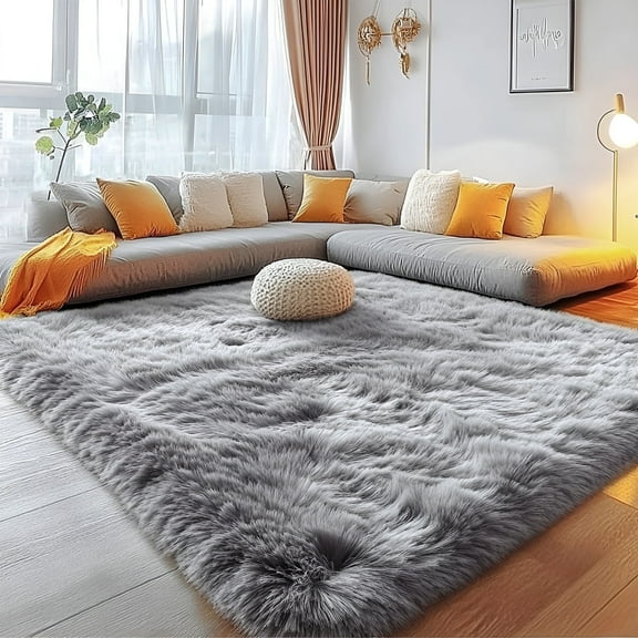 Pentantan Shag Area Rugs, 9ft x 12ft Soft Fluffy Indoor Carpet for Living Room Bedroom Decor, Light Gray