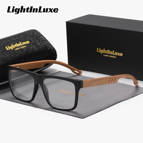 LightInLuxe Unisex Fashion Full Frame Plano Glasses Outdoor Casual Square Frame Anti-Blue Light Plano Glasses