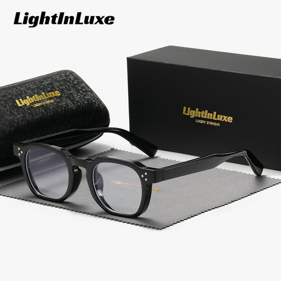LightInLuxe Unisex Fashion Full Frame Round Clear Glasses Casual Outdoor Anti-Blue Light Glasses