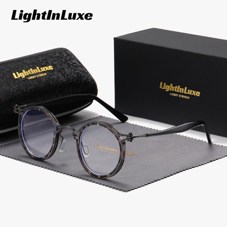 LightInLuxe Unisex Retro Full Frame Plano Glasses Anti-Blue Light Outdoor Round Frame Plano Glasses.