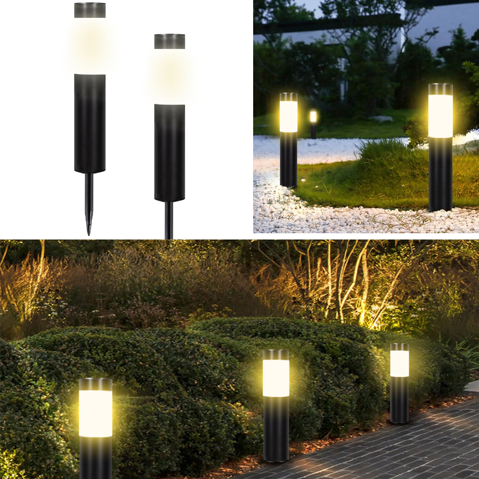 LightInTheBox 2 Pack Solar Path Light LED Bollard Lights Stainless