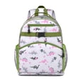 thumbnail image 1 of LightPurple Dinosaurs Flowers Pattern Backpack for School,Cute School Bag,Schoolbag with Adjustable Shoulder Straps & Padded Back,15.25"x11.5"x5.25", 1 of 5