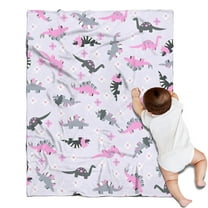 LightPurple Dinosaurs Flowers Pattern Blanket,Comfortable Soft Lamb Wool Throw Blanket,All Season,Warm Lightweight Blankets for Sofa Bed Couch Living Room Chair,30"x40"