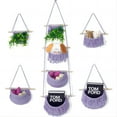 thumbnail image 1 of 4 Tier Hanging Fruit Basket, Purple Boho Handwoven Cotton Rope Macrame Fruit Storage for Kitchen Bathroom Bedroom, Detachable Wall Hanging Basket Over Door Organizer for Fruit Veggie Plant Decor, 1 of 9