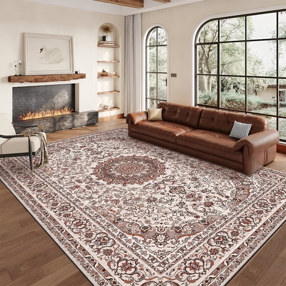 Pentantan 5'x7' Area Rugs, Washable Vintage Boho Rugs for Living Room, Moroccan Soft Indoor Carpet for Bedroom, Dining Room, Office, Red