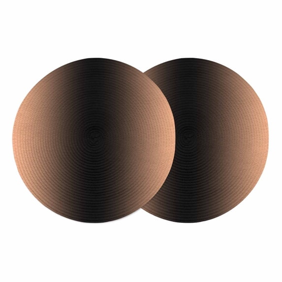 LightSalmon Black Ombre Round 15 Inch Placemats Set of 2, Modern Gradient Abstract Art HeatResistant Non Slip Place Mats for Dining Table, Wipeable Braided Kitchen Table Mats for Housewarming