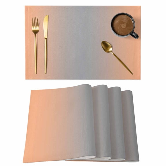LightSalmon Gray Ombre Placemats Set of 8, Cotton Linen Fabric Place Mats, Modern Gradient Abstract Art Washable Decorative Table Mats Protector for Home Kitchen Dining Wedding Party Coffee Tables