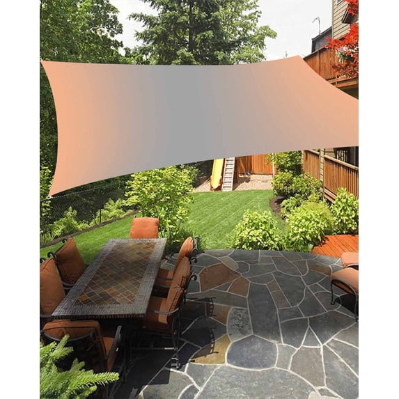 LightSalmon Gray Ombre Sun Sail Shades Rectangle Canopy,Sunlight Block Heavy Duty Curved Backyard Shade Cover,Modern Gradient Abstract Art Waterproof Sun Shades for Patios Garden Pergola 8'x10'