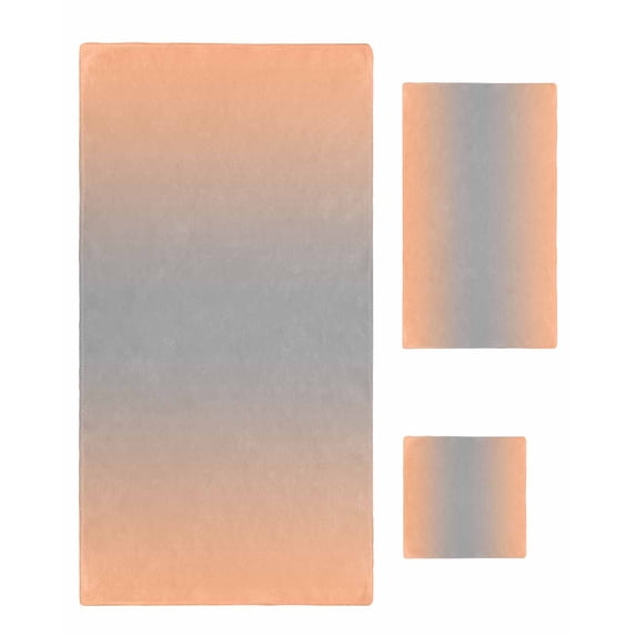 LightSalmon Gray Ombre Towel Set of 3, Soft Microfiber Bath Towels, Hand Towel, Washcloths, Modern Gradient Abstract Art Quick-Dry Absorbent Towels for Bathroom Kitchen Hotel Beach Gym Spa