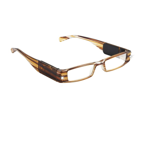LightSpecs LightPipe Reading Glasses with LED Lights, Buzzed +2.00 Power