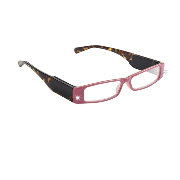 LightSpecs LightPipe Reading Glasses with LED Lights, Doe Eye +2.00 Power
