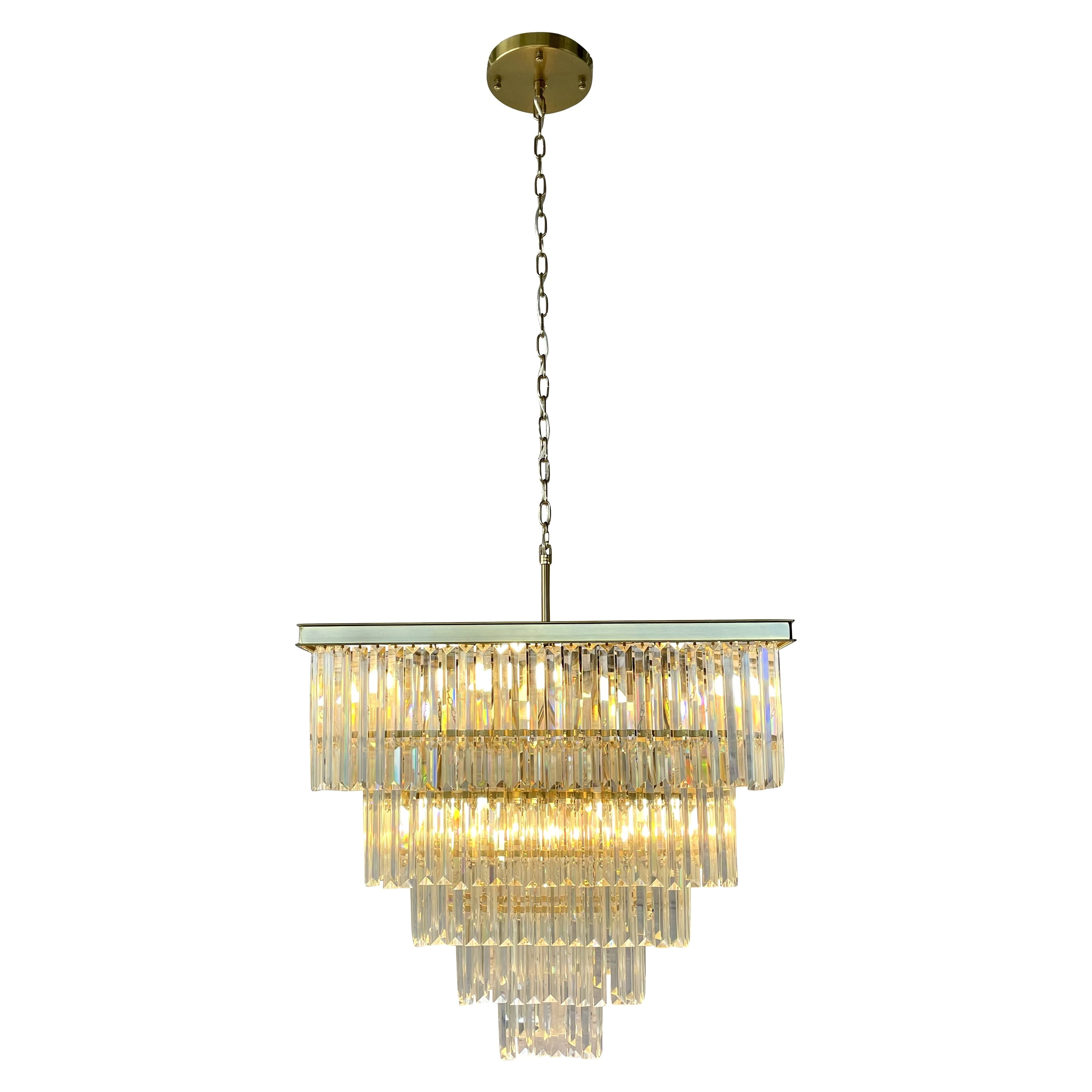 D'Angelo 16-Light Square Crystal Prism Chandelier in Black