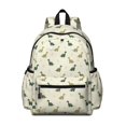 thumbnail image 1 of LightYellow Cartoon Dinosaurs Leaves Pattern Cute School Backpack with Padded Back and Adjustable Shoulder Straps 13.4"x11"x4.7", 1 of 5