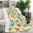 thumbnail image 1 of LightYellow Cartoon Dinosaurs Volcanoes Palm Trees Pattern Blanket,Comfortable Soft Lamb Wool Throw Blanket,All Season,Warm Lightweight Blankets for Sofa Bed Couch Living Room Chair,40"x50", 1 of 4