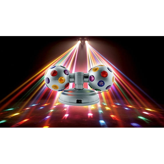 Lightahead® LED 4" Twin Disco Ball with UL Adaptor – 2 Rotating 4" Colorful Disco Balls (Silver)