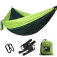 thumbnail image 1 of Lightahead Double Parachute Portable Camping Hammock Including 2 Straps with Loops & Carbines, Lightweight Heavy Duty Nylon Parachute Hammock For Camping,Travel,Beach (Dark Green/Fruit Green), 1 of 6