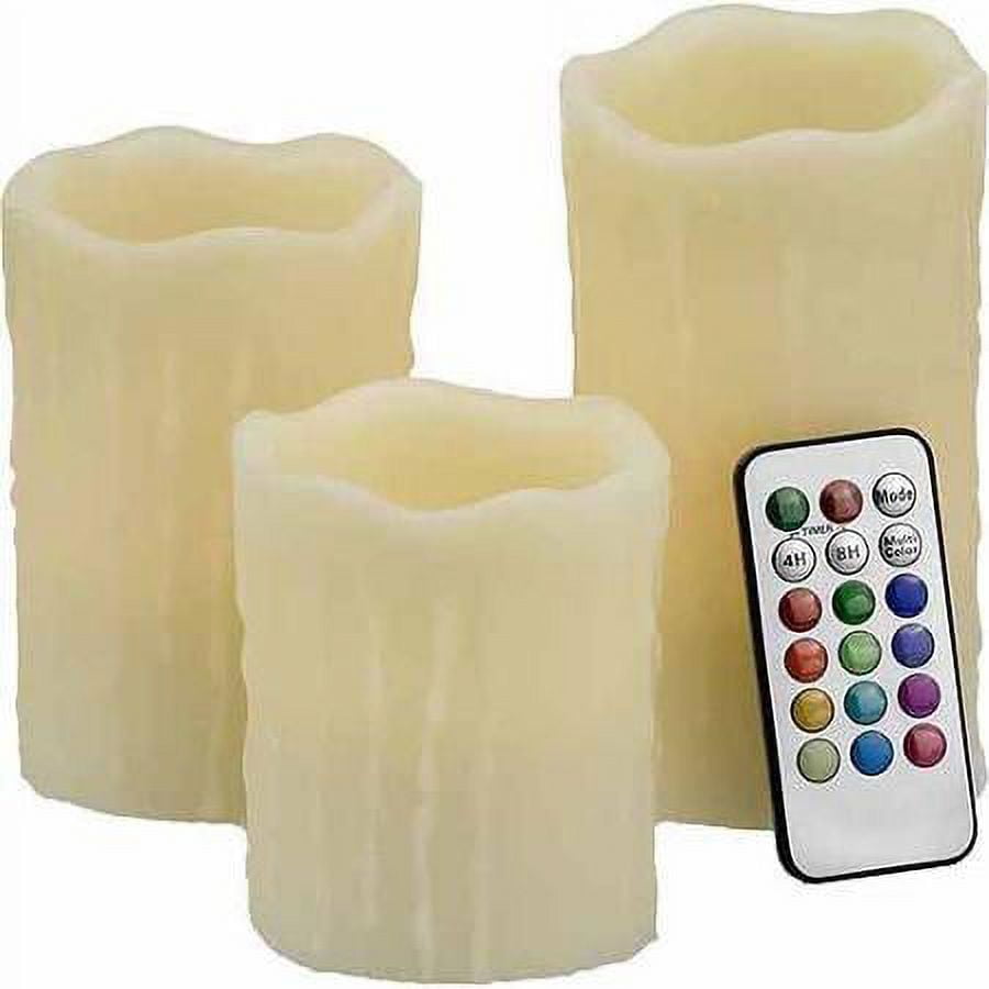 Lightahead® Dripping Edge Flameless Candle Set Real Wax Color Changing Candles with Remote