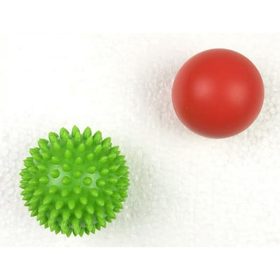 Lightahead Red Lacrosse and Green Spiky Massage Ball Set for Myofascial Release and Trigger Point Therapy, 2 pack