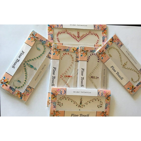 Lightahead Set of 6 Large pack Bollywood Head Bindi Tattoo Indian Art Rhinestone Stickon Reuseable (Gold, Red, Pink, Purple, Blue, Green)