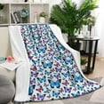 thumbnail image 1 of Lightblue Butterfly Pattern Blanket,Comfortable Soft Flannel Throw Blanket,All Season,Warm Lightweight Blankets for Sofa Bed Couch Living Room Chair,40"x50", 1 of 4
