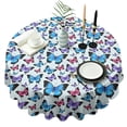 thumbnail image 1 of Lightblue Butterfly Pattern Round Tablecloth 60"x60",Wrinkle Wipeable Table Cloth for Kitchen Dining Room Picnic Patio Party, 1 of 6