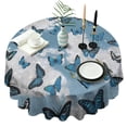thumbnail image 1 of Lightblue Butterfly Sparkle Pattern Round Tablecloth 60"x60",Wrinkle Wipeable Table Cloth for Kitchen Dining Room Picnic Patio Party, 1 of 6