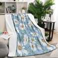 thumbnail image 1 of Lightblue Daisy Flower Green Leaves Pattern Blanket,Comfortable Soft Flannel Throw Blanket,All Season,Warm Lightweight Blankets for Sofa Bed Couch Living Room Chair,50"x60", 1 of 4