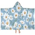 thumbnail image 1 of Lightblue Daisy Flower Green Leaves Pattern Hooded Bath Towel，60"x35" for Ages 3 To 12 Kids, Quick Dry Lightweight Soft Microfiber Hood Beach Towel Cover Up for Kids, 1 of 7