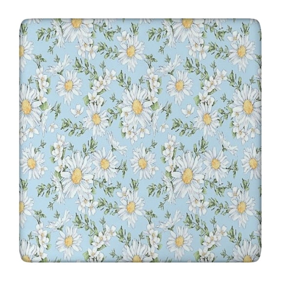 Lightblue Daisy Flower Small Flowers Pattern Square Fitted Tablecloth with Elastic Edge,Square Table Cover,Washable Elastic Table Cover for Home Kitchen Party Decor 36"x36"