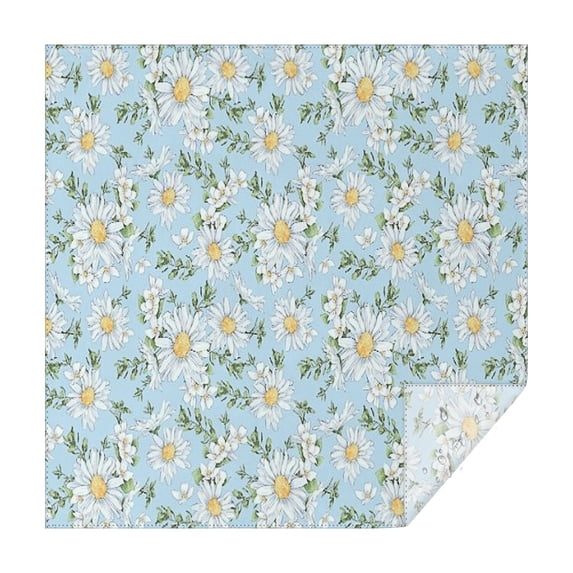 Lightblue Daisy Flower Small Flowers Pattern Square Tablecloth,Waterproof Square Table Cover,Wipeable Spillproof Washable Table Cover for Home Kitchen Party Decor 42"X42"(107x107cm)