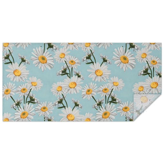 Lightblue Daisy Flower Yellow Centers Pattern Rectangle Tablecloth 60"x120",Waterproof Polyester Rectangle Table Cloth, Wipeable Spillproof Polyester Tablecloth for Dining, Camping, Indoor and Outdoor
