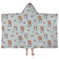 thumbnail image 1 of Lightblue Highland Cow Flower Bucket Pattern Hooded Bath Towel，50"x30" for Ages 3 To 12 Kids, Quick Dry Lightweight Soft Microfiber Hood Beach Towel Cover Up for Kids, 1 of 7