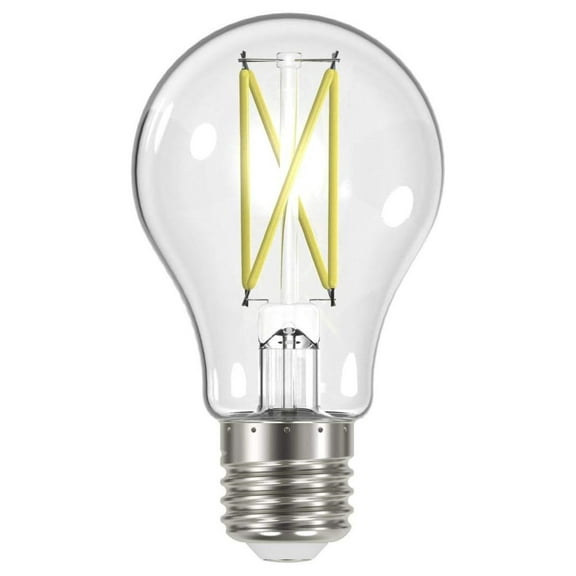 Lightbulbs S12415; LED Filament Lamps; 8 Watt LED A19; Clear; Medium Base; 3000K; 90 CRI; 120 Volt for use at Residential, Hospitality, , Education Institutions, Contractors (4 Pack)