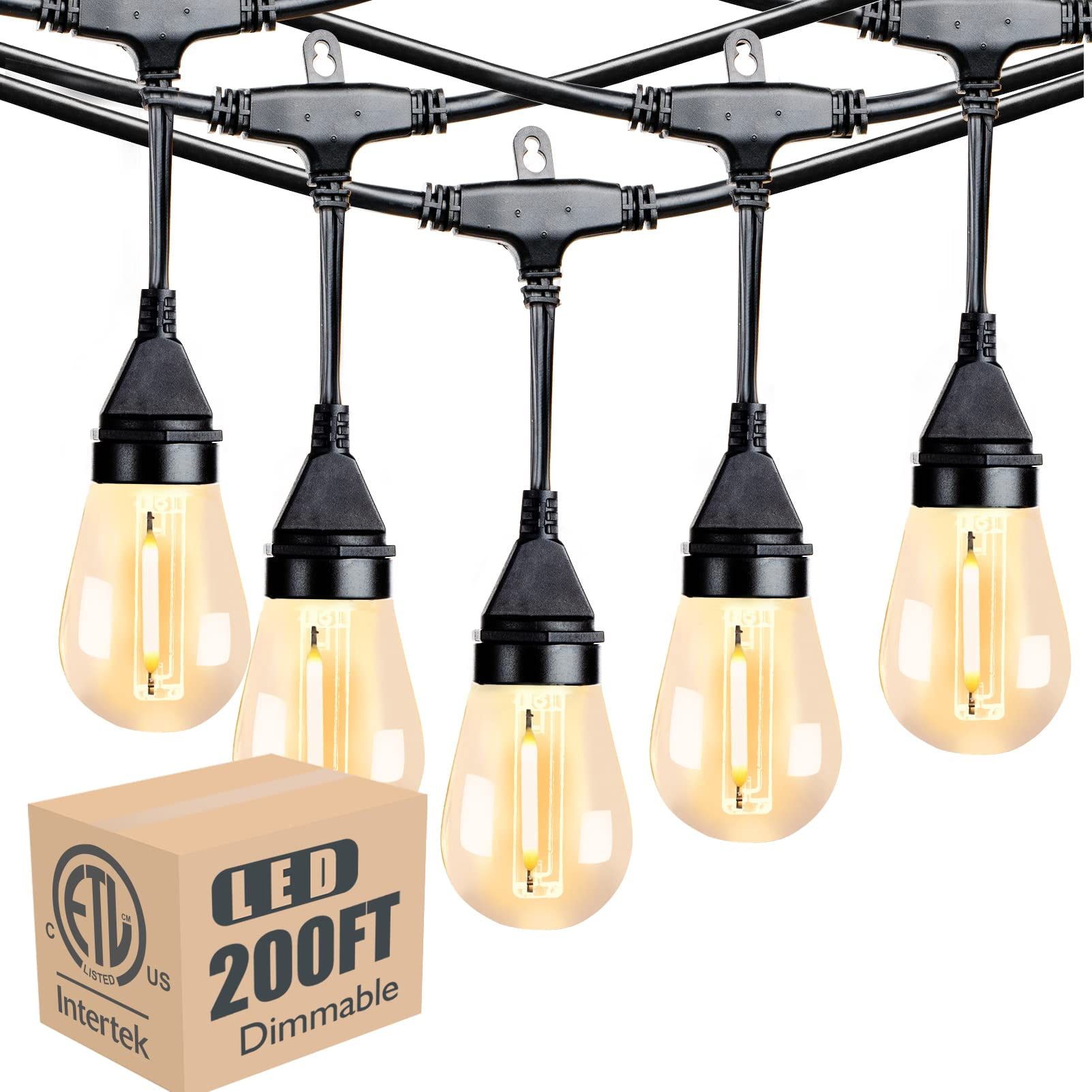 Lightdot 48FT LED Outdoor String Light, 16pcs Shatterproof Dimmable LED  Bulbs Patio Lights, 2700K Waterproof Edison Lights Outdoor String For  Gazebo Patio ETL Listed