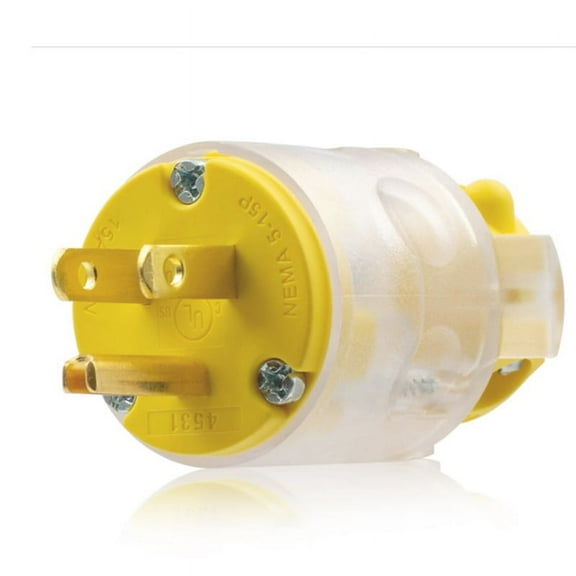 Lighted 15 Amp 125 Volt NEMA 5-15R 2 Pole 3 Wire Grounding Straight Blade Electrical Plug Replacement Cord Outlet (US)
