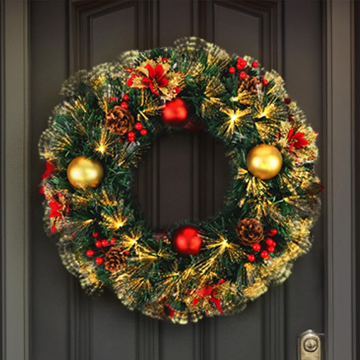 Lighted 28inch Christmas Wreath Extra Large Prelit Christmas Wreath
