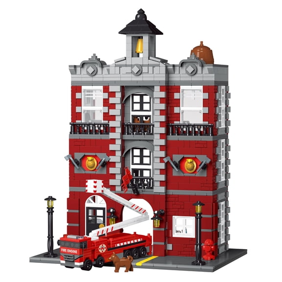 Lighted 4 Story Fire Station Building Blocks Set | General Jim's Toys & Bricks | GJ-FSOB